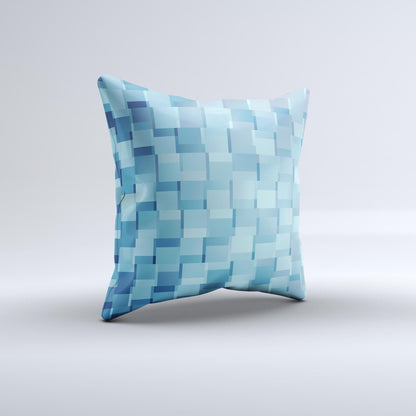 Abstract Blue Cubed Ink-Fuzed Decorative Throw Pillow