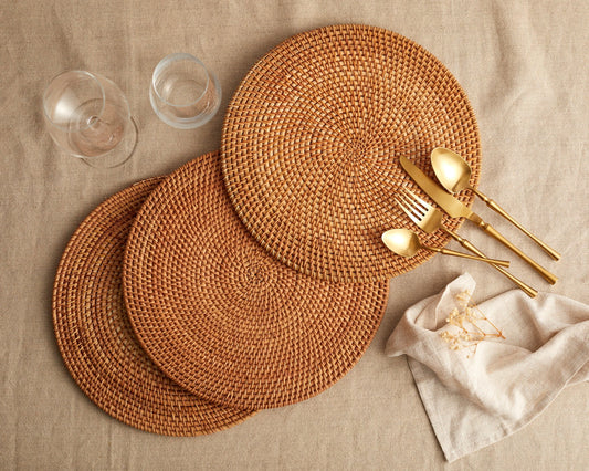 Hera Round Rattan Placemats Set of 4