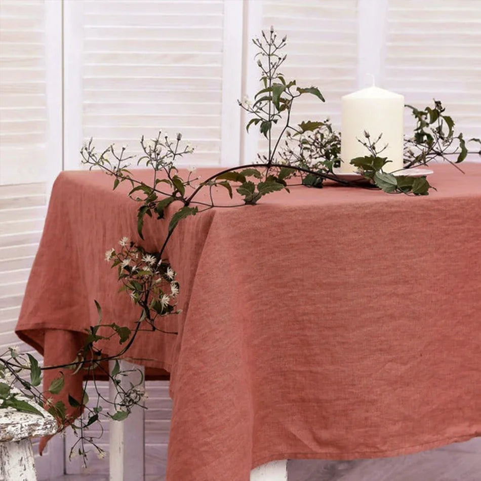 100% Pure Linen Solid Color Table Cloth
