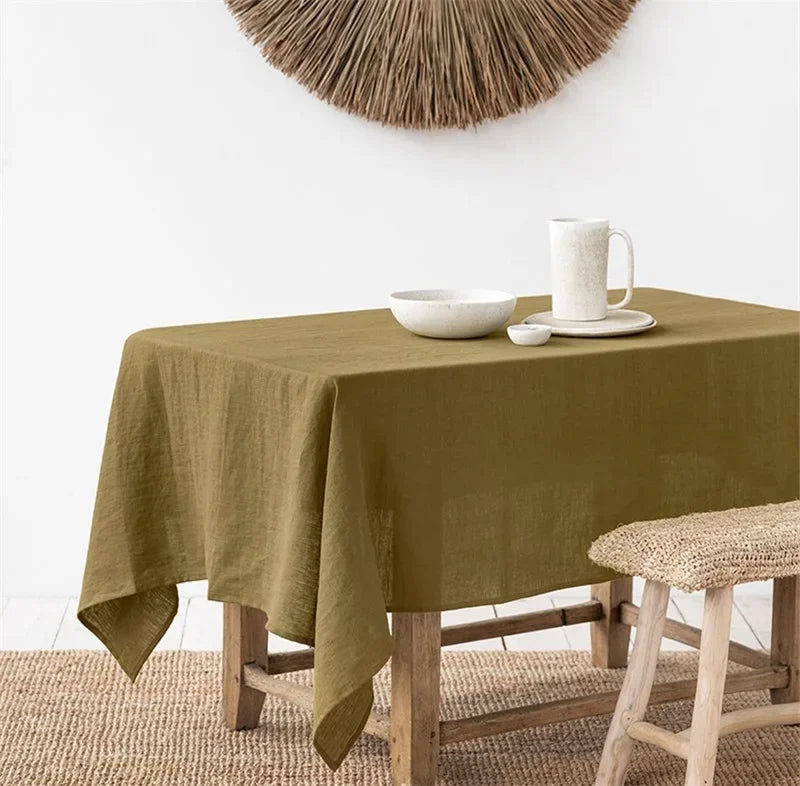 100% Pure Linen Solid Color Table Cloth