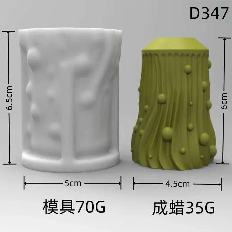 Wave Cylindrical Candle Silicone Mold With Irregular Geometric Shape Twisted