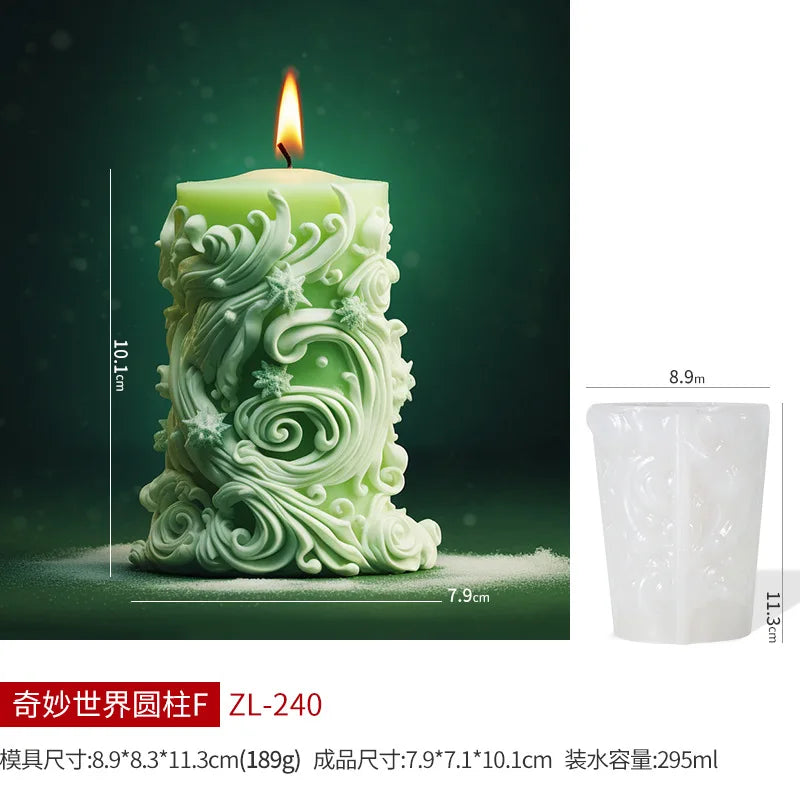 Wave Cylindrical Candle Silicone Mold With Irregular Geometric Shape Twisted