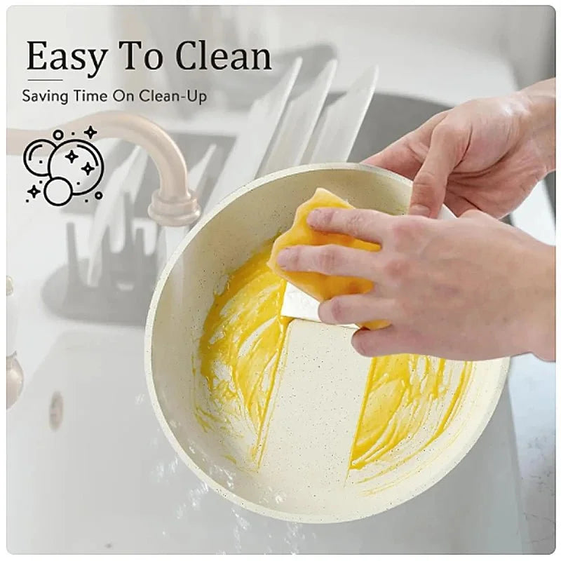 NNEOBA 5-Piece Non-Stick Cookware Set Aluminum Alloy Pots and Pans with Lids White