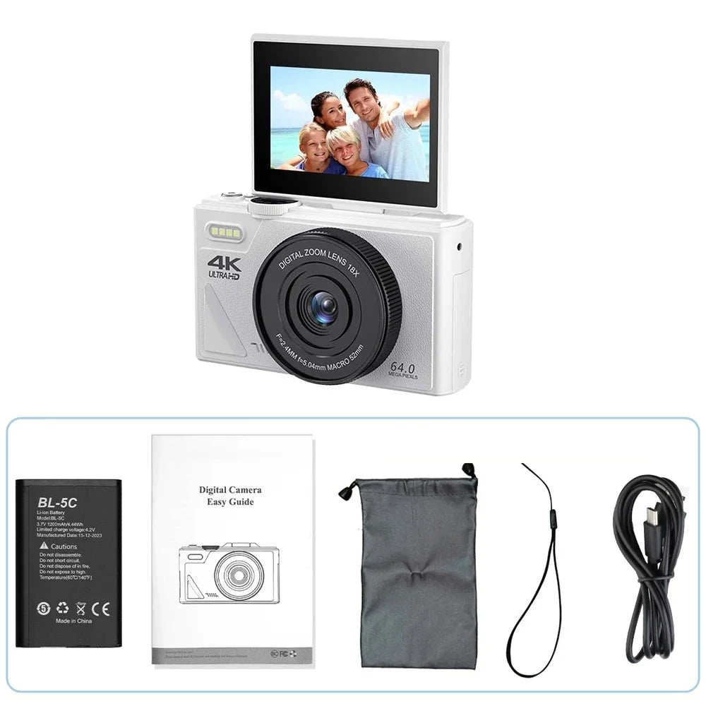 NNEOBA Digital Camera with 3.0 Flip Screen White