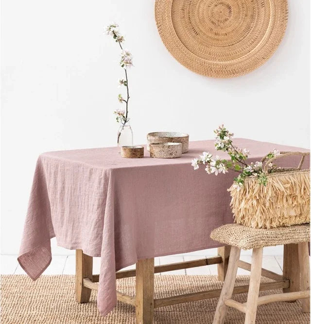 100% Pure Linen Solid Color Table Cloth