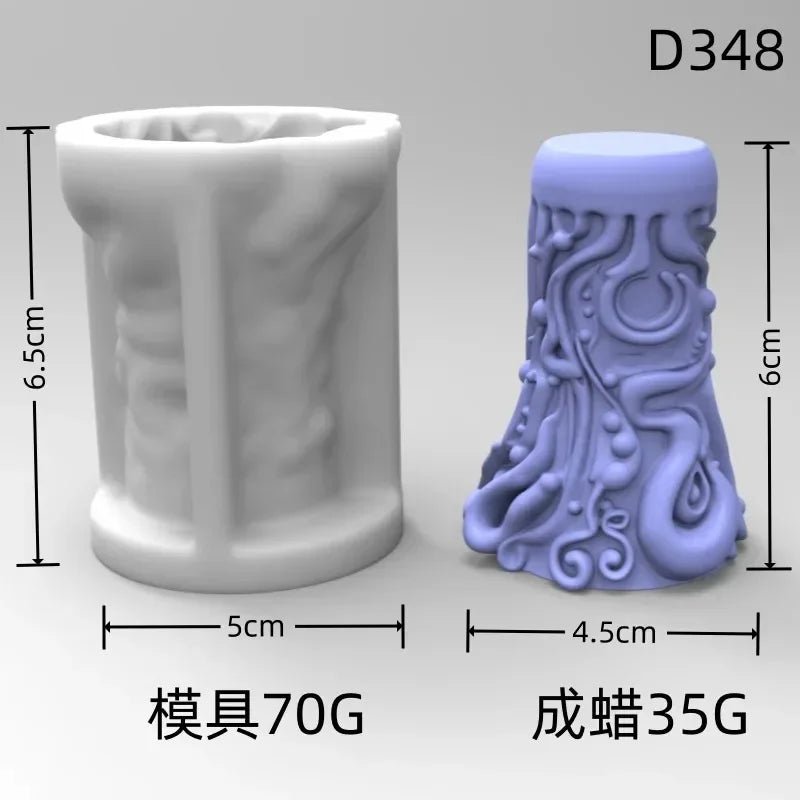 Wave Cylindrical Candle Silicone Mold With Irregular Geometric Shape Twisted