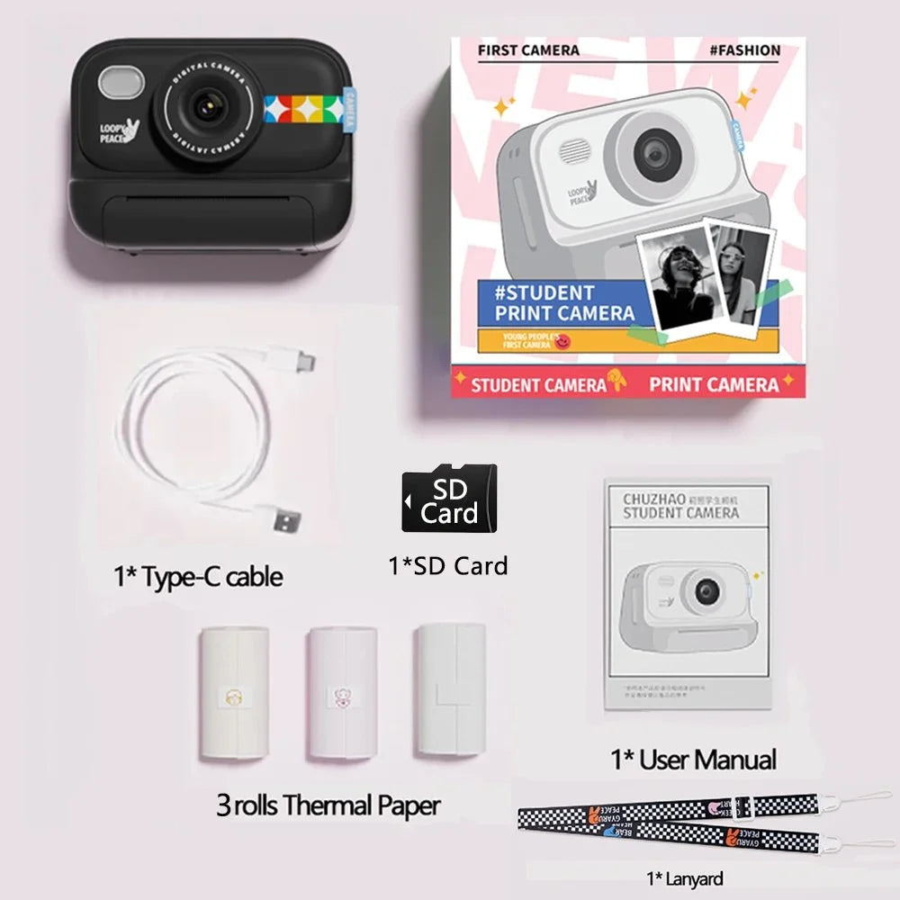 NNEOBA Color Instant Print Camera for Kids Black