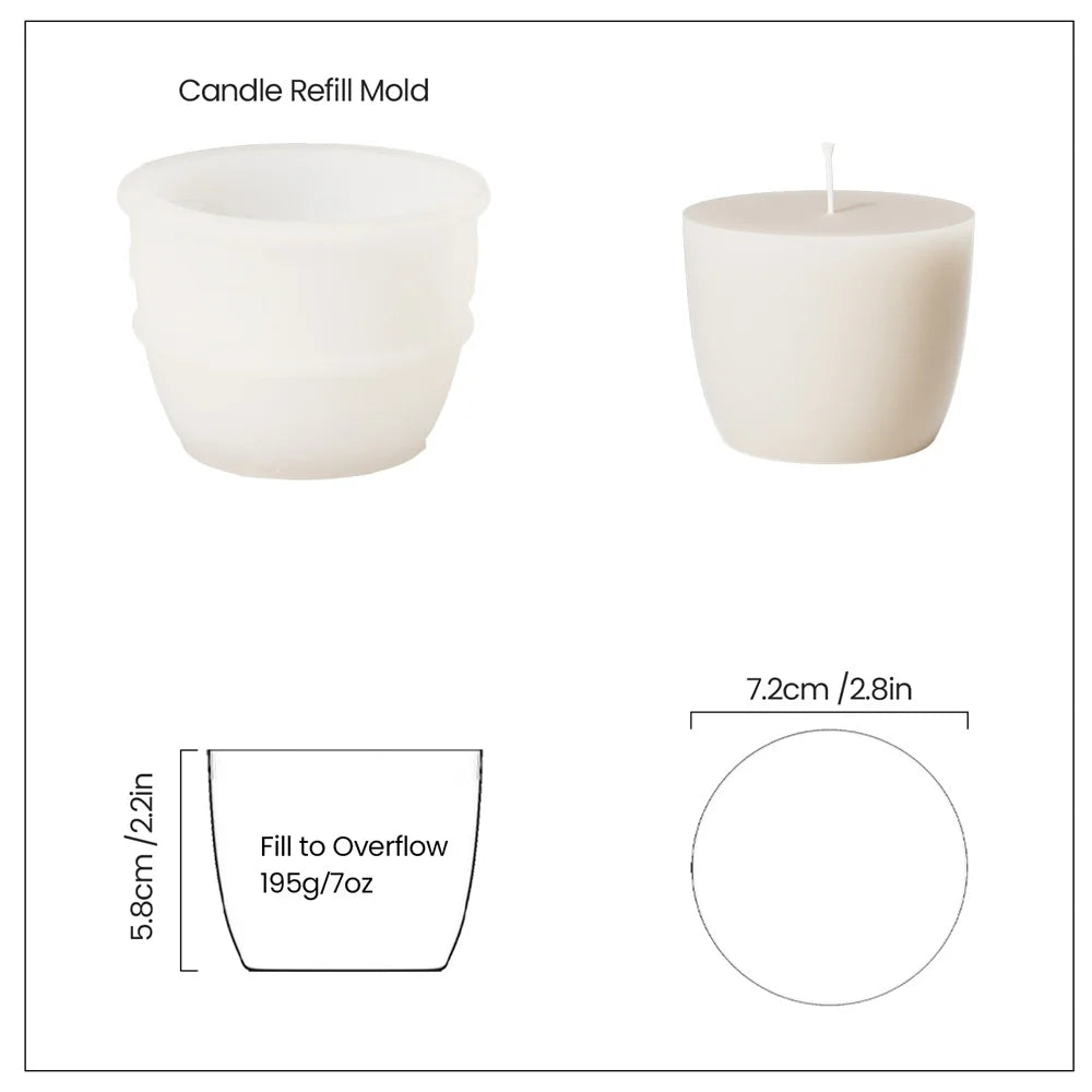 Boowan Nicole Candle Jar Silicone Mold and 7oz Candle Refill Mold Reusable