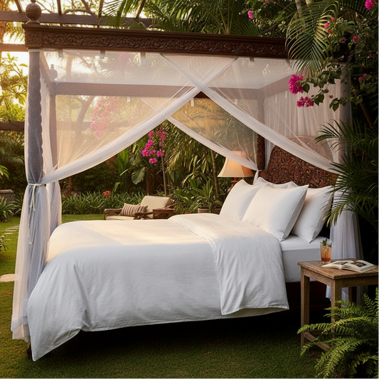 T-250 White Blended 10 MM Satin Stripe Bed Sheets