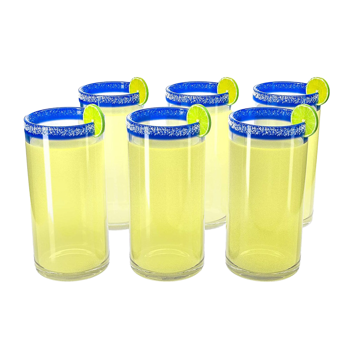 Hand Blown Mexican Drinking Glasses – Set of 6 Confetti Rock Design Glasses by The Wine Savant (Cobalt)