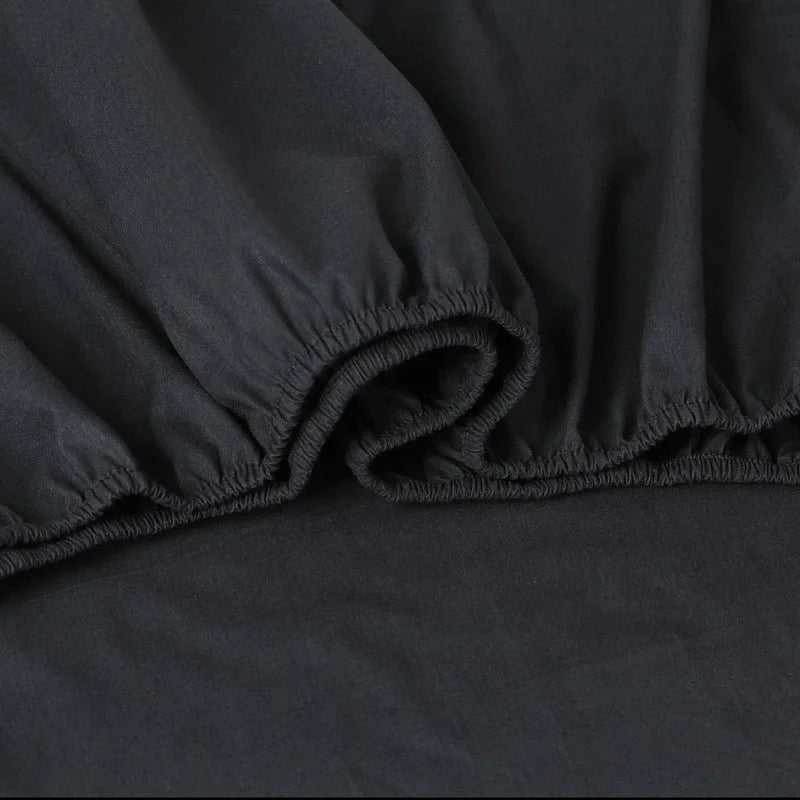 NNEDSZ Elan Linen 100% Egyptian Cotton Vintage Washed 500TC Charcoal Single Bed Sheets Set