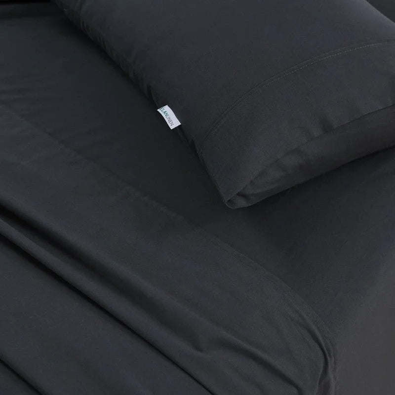 NNEDSZ Elan Linen 100% Egyptian Cotton Vintage Washed 500TC Charcoal Single Bed Sheets Set