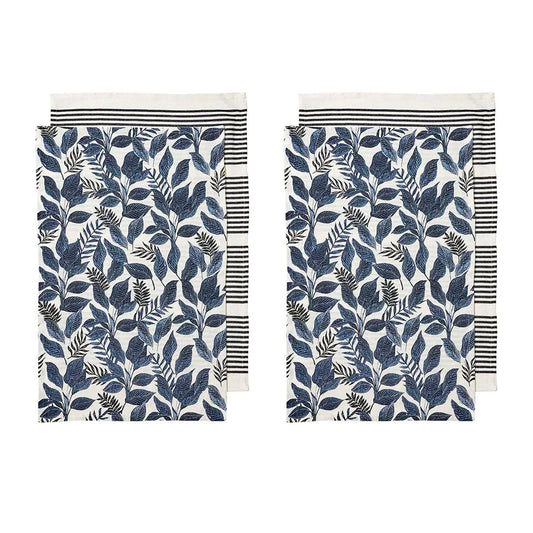 NNEDSZ Tierra Set of 4 Cotton Kitchen Towels Navy
