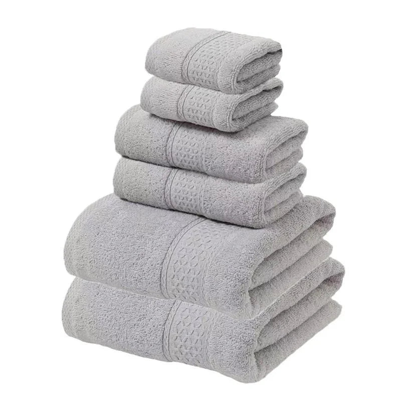 NNEDSZ Light Grey Luxury 6-Piece 100% Cotton Towel Set - 2 Bath Towels, 2 Hand Towels, 2 Face Towels