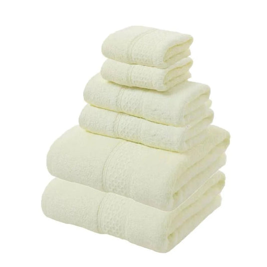 NNEDSZ Beige Luxury 6-Piece 100% Cotton Towel Set - 2 Bath Towels, 2 Hand Towels, 2 Face Towels