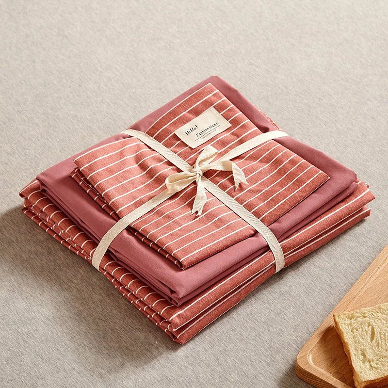 NNEDSZ Red 4-Piece Cotton Bedding Set - Fits 1.5m/1.8m Beds (Duvet Cover 200x230cm, Bed Sheet 230x250cm)