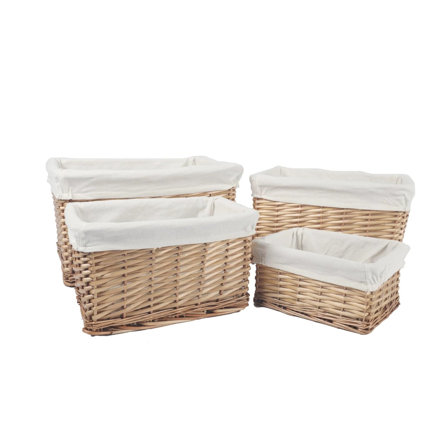 NNEDSZ 4 Piece Wicker Storage Baskets With Liner Set