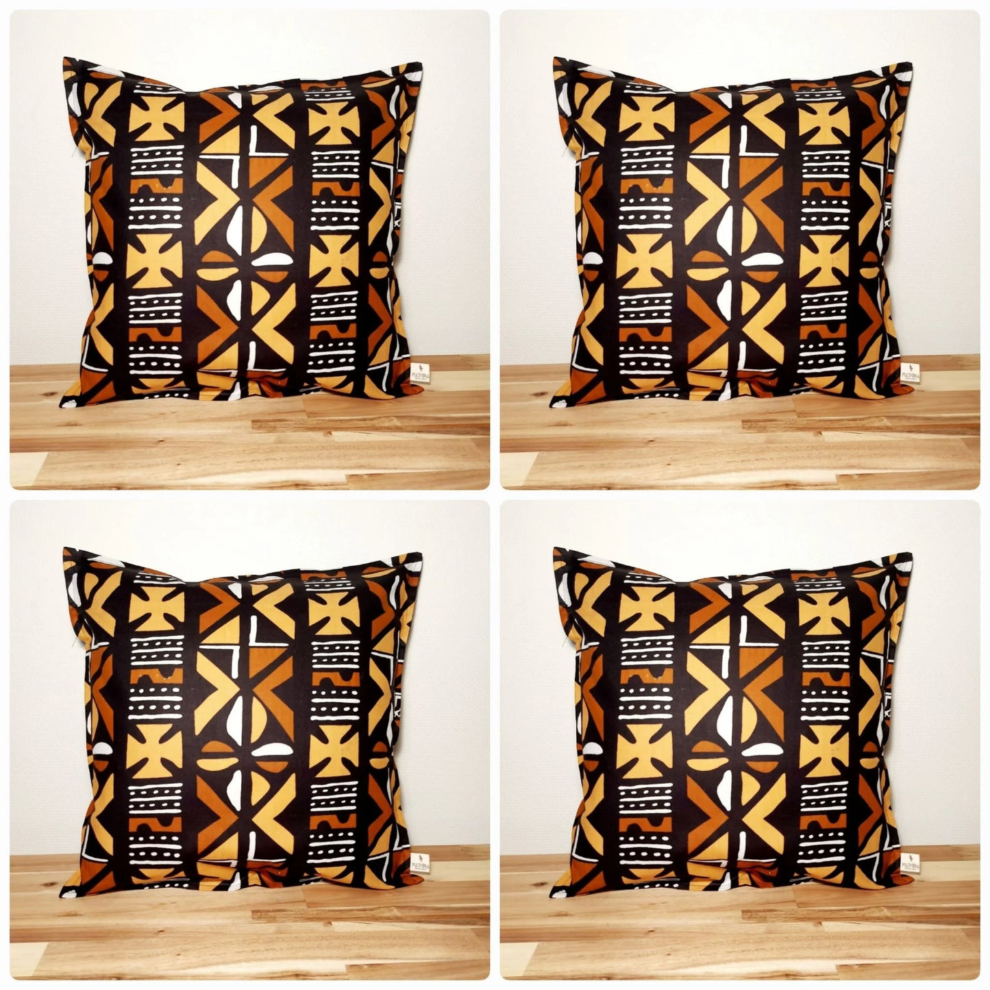Set of 2 | 4 Cushion Covers |40x40cm | 100% Cotton Wax Ankara Fabric