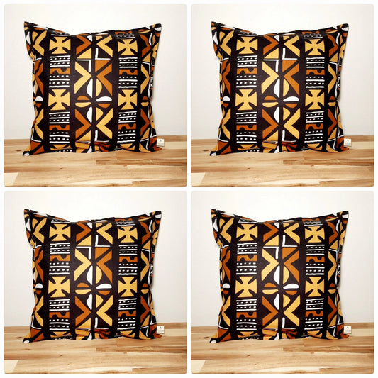Set of 2 | 4 Cushion Covers |40x40cm | 100% Cotton Wax Ankara Fabric