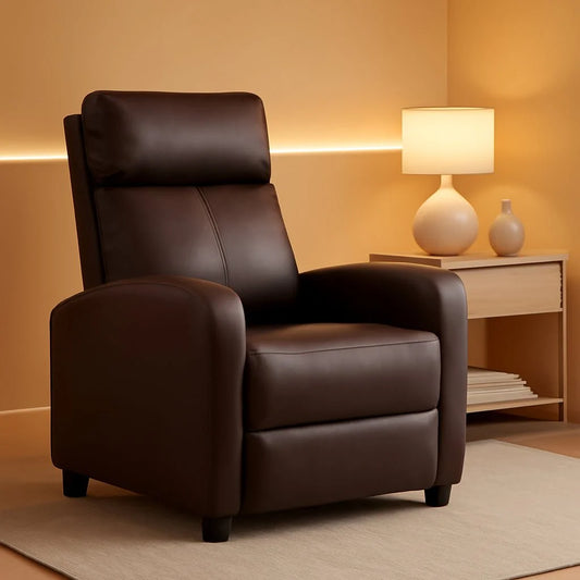Recliner Chair Brown Adjustable Living Room Armchair