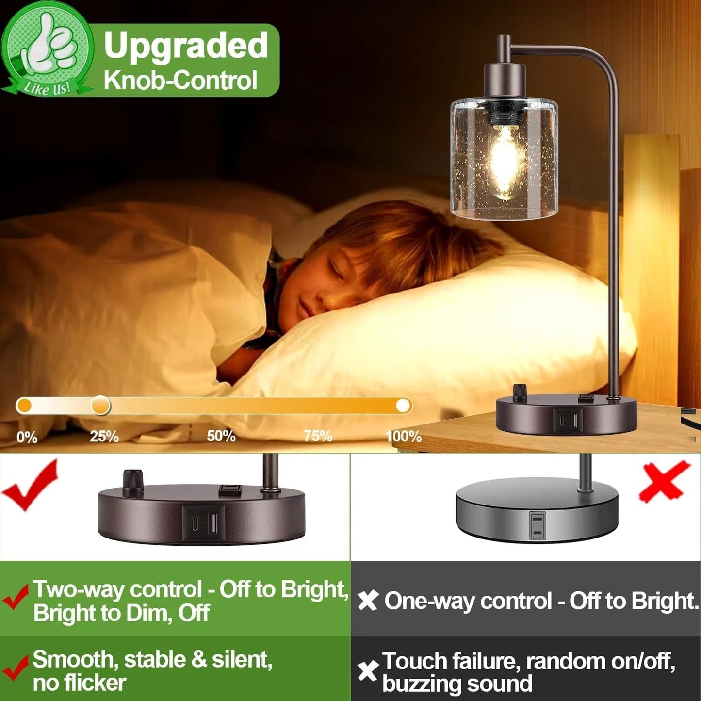 Oil Rubbed Bronze Table Lamps Set Of Two With USB Ports