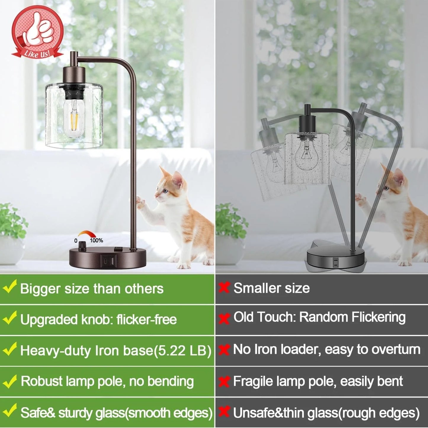 Oil Rubbed Bronze Table Lamps Set Of Two With USB Ports