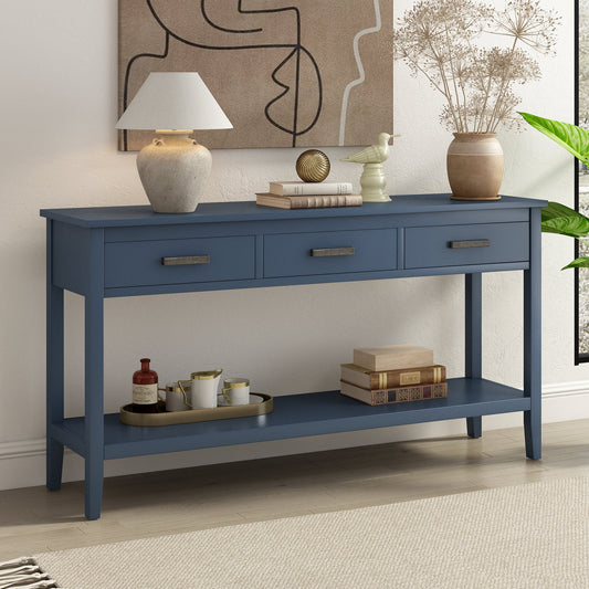 Contemporary 3-Drawer Console Table With 1 Shelf, for Entryway, Living Room