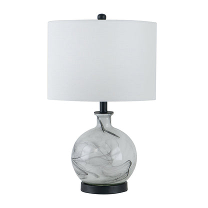 14x14x23' White and Grey Glass Table Lamp