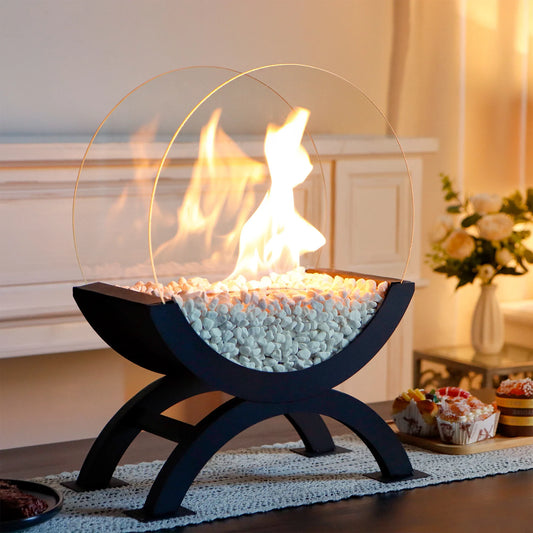 48cm H Portable Round Tabletop Fireplace