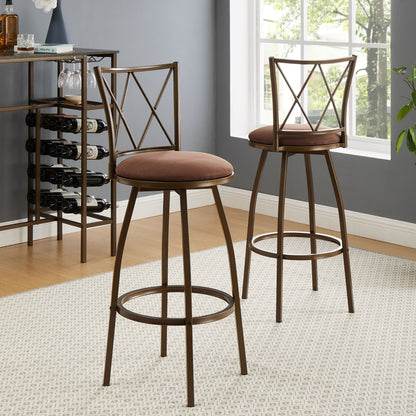 2 Piece Bar Stools, Brown Bar Stools, Industrial,Easy to Assemble, With Footrest