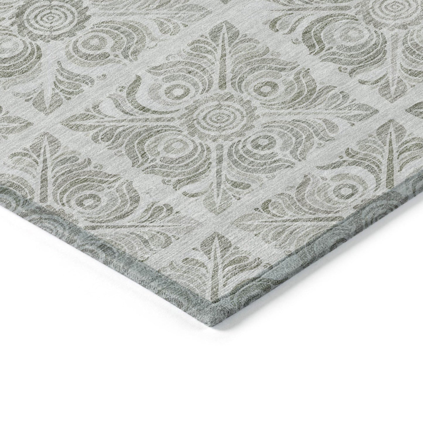 5' X 8' Taupe Beige and Tan Medallion Washable Indoor Outdoor Area Rug