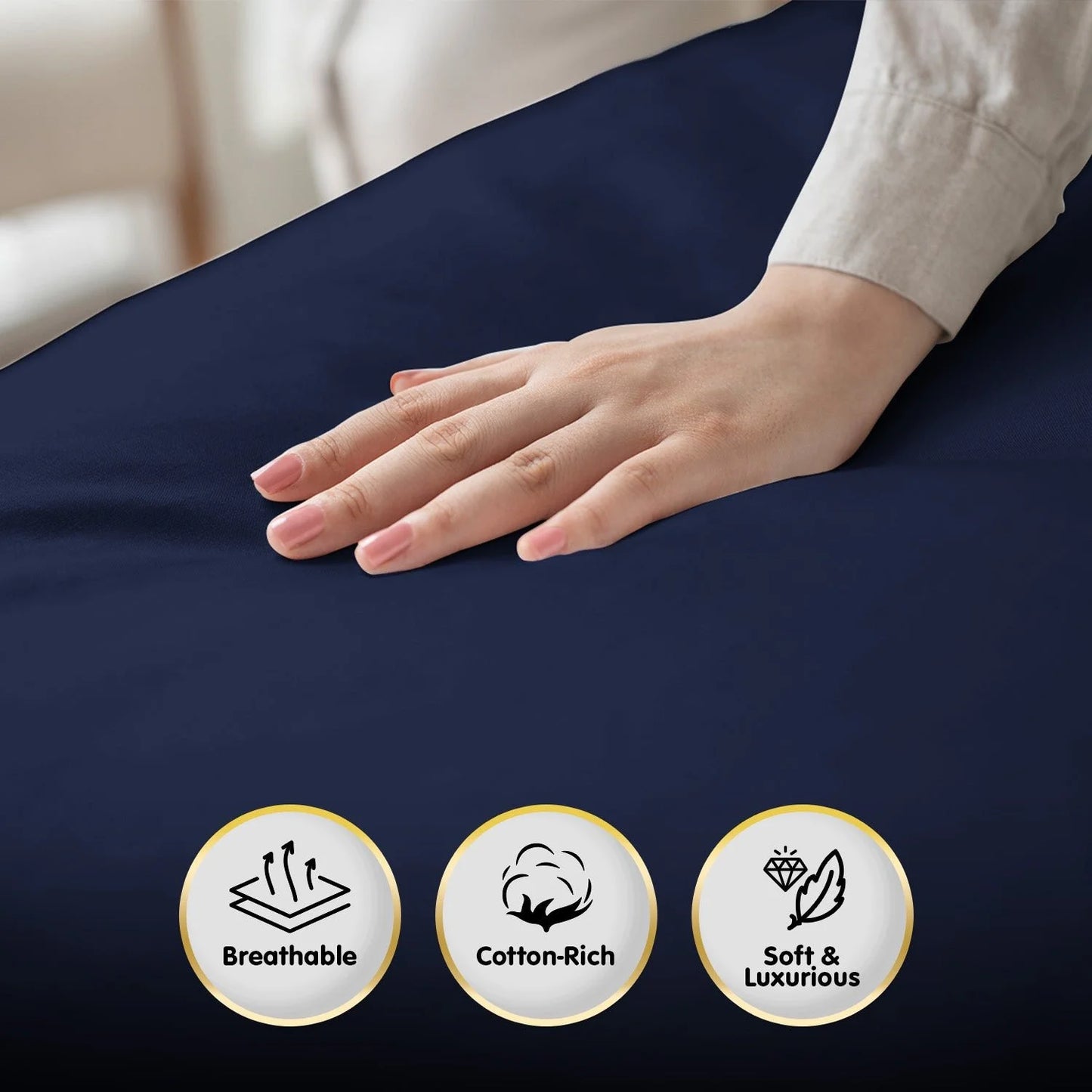 NNEDPE 1000 Thread Count Cotton Rich King Bed Sheets 4-Piece Set - Navy