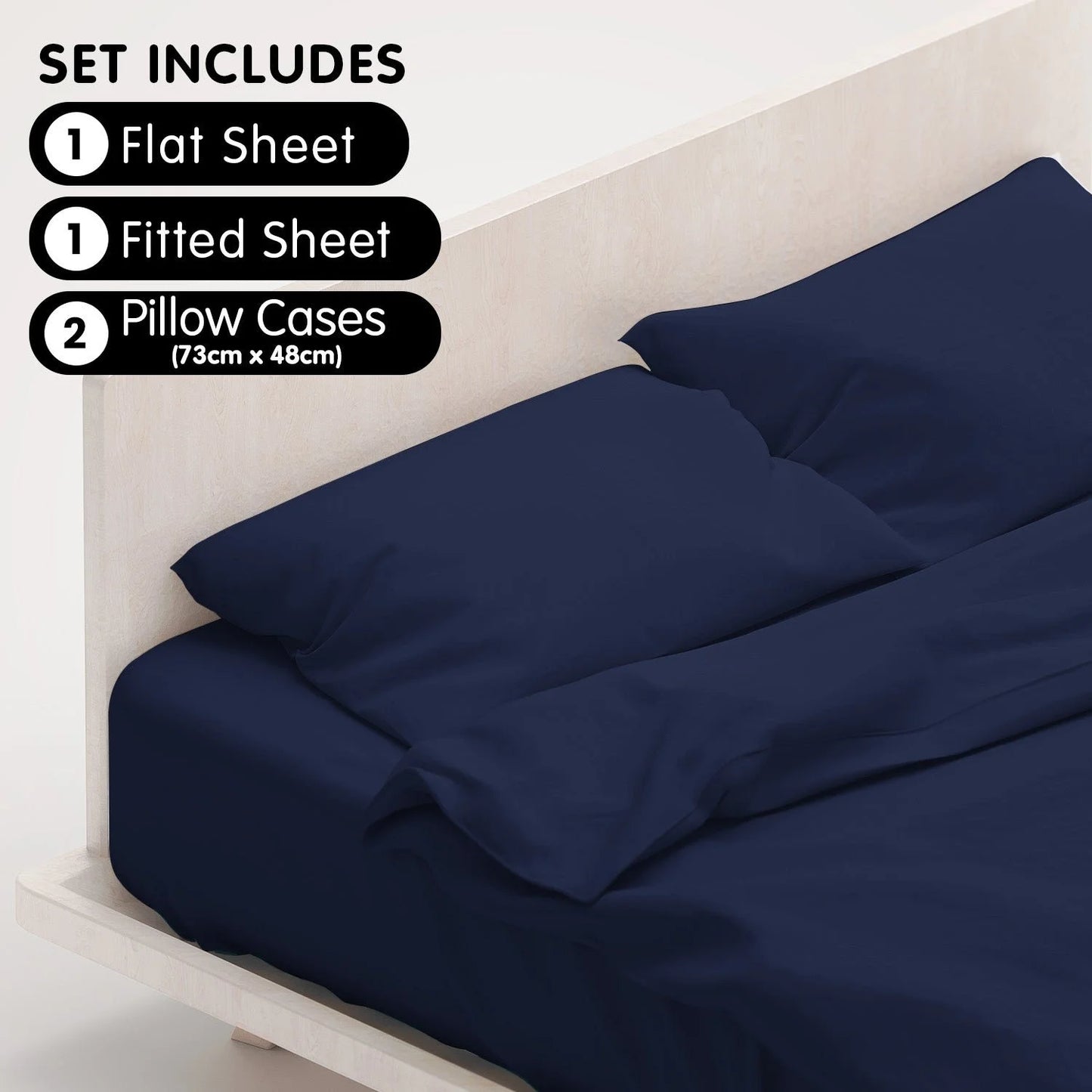 NNEDPE 1000 Thread Count Cotton Rich King Bed Sheets 4-Piece Set - Navy