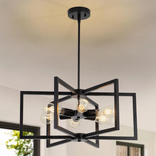 Black 23 Inch Farmhouse Chandelier For Dining Room