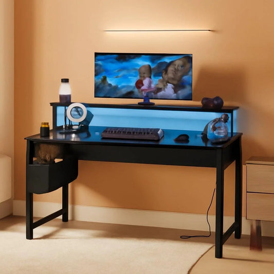 40 Inch Wide Gaming Desk With RGBLED Lighting Effects