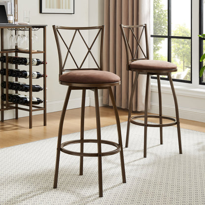 2 Piece Bar Stools, Brown Bar Stools, Industrial,Easy to Assemble, With Footrest