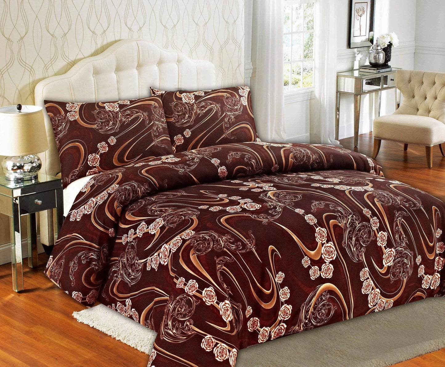 Tache Melted Gold Brown Floral Duvet Cover Twin (2815)