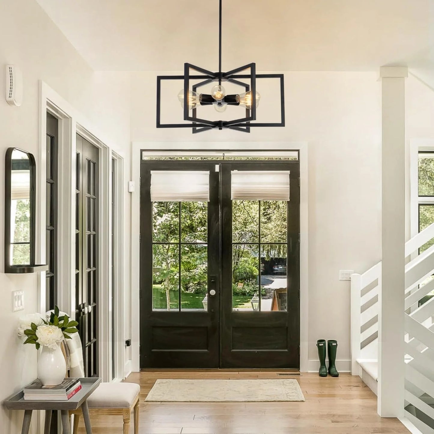 Black 23 Inch Farmhouse Chandelier For Dining Room