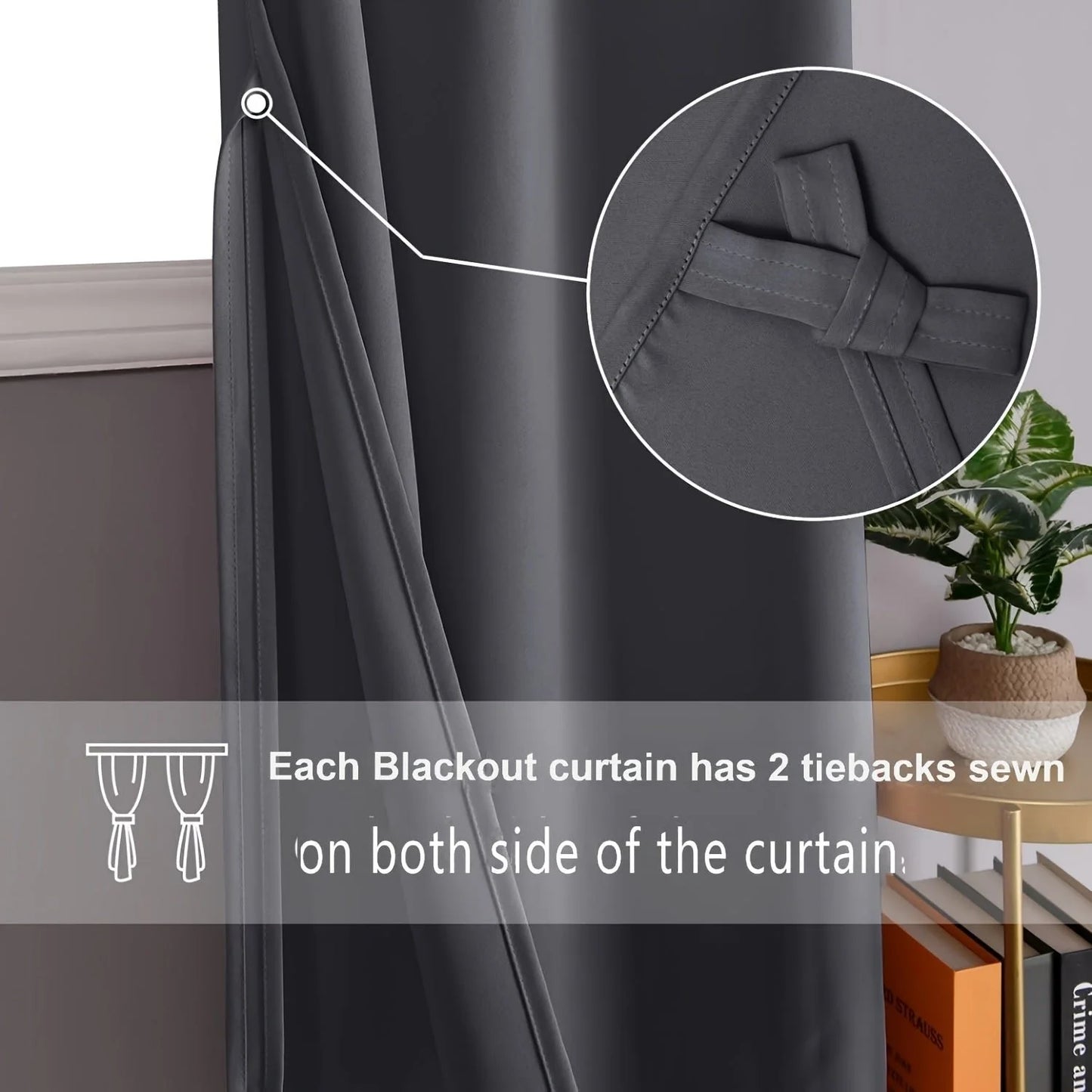 4pcs/SET Curtains - 2pcs Blackout Curtains with Tiebacks And 2pcs Sheer Curtains