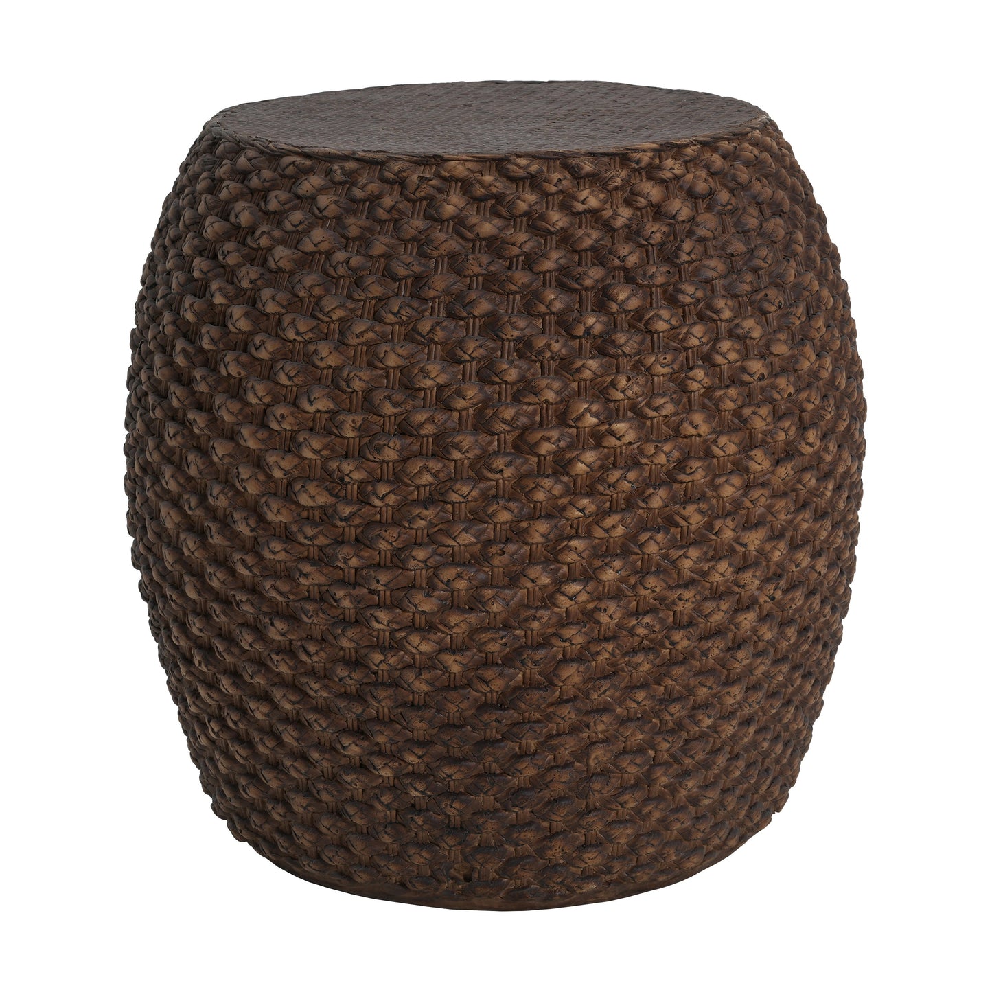 Faux Rattan Side Table for Both Indoor and Outdoor Use, Handmade MgO, Brown