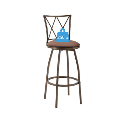 2 Piece Bar Stools, Brown Bar Stools, Industrial,Easy to Assemble, With Footrest