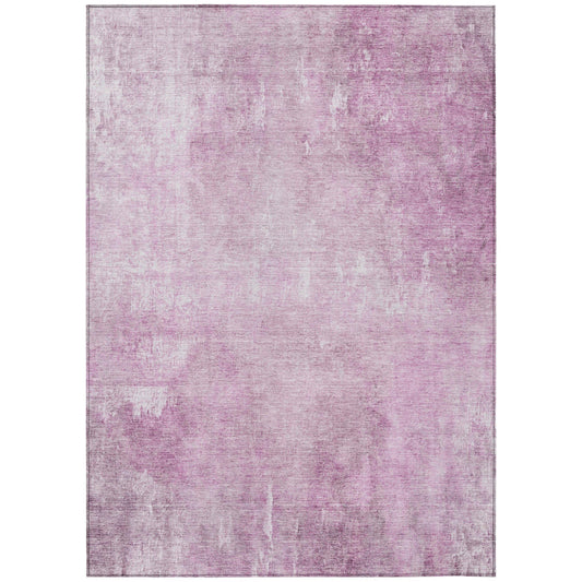 5' X 8' Pink and Ivory Abstract Washable Indoor Outdoor Area Rug