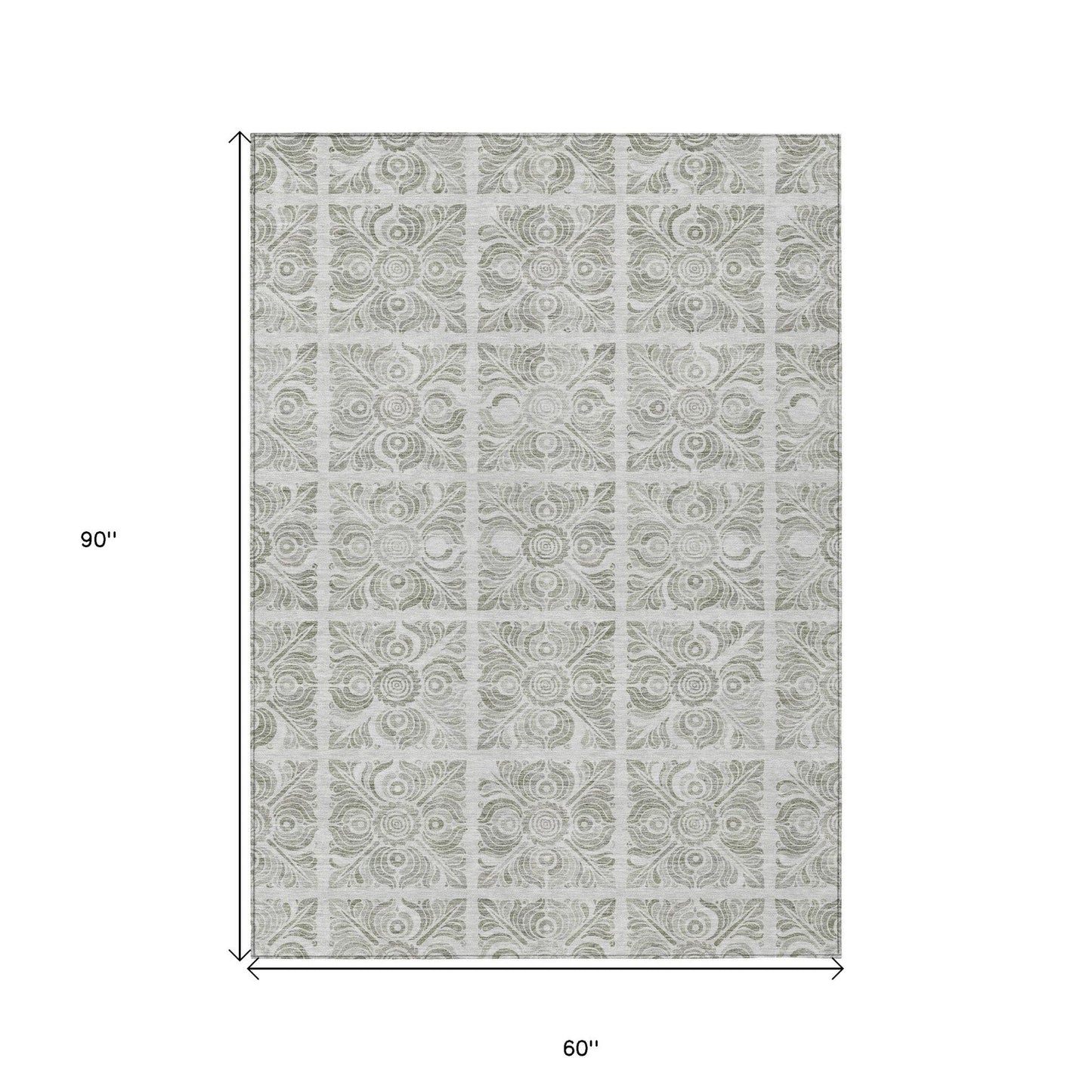 5' X 8' Taupe Beige and Tan Medallion Washable Indoor Outdoor Area Rug