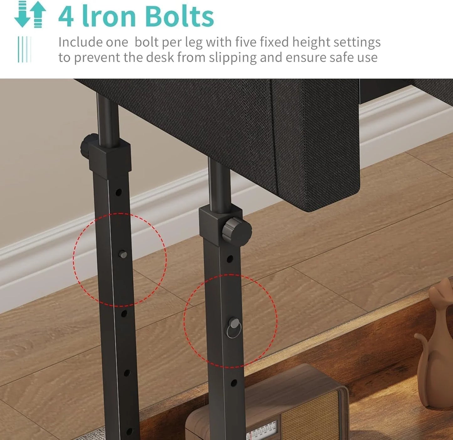 Rolling Height Adjustable Computer Desk With Drawers