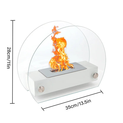 13.5" L Portable Tabletop Fireplace (White)