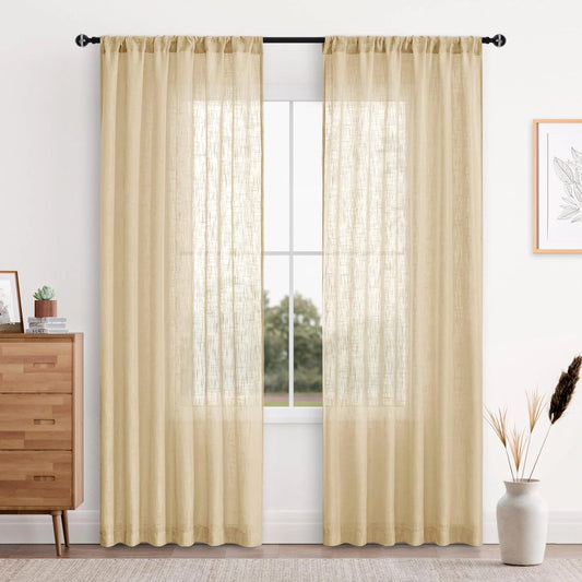 Custom Curtains: Linen Sheer Curtains, Set of 2 Panels