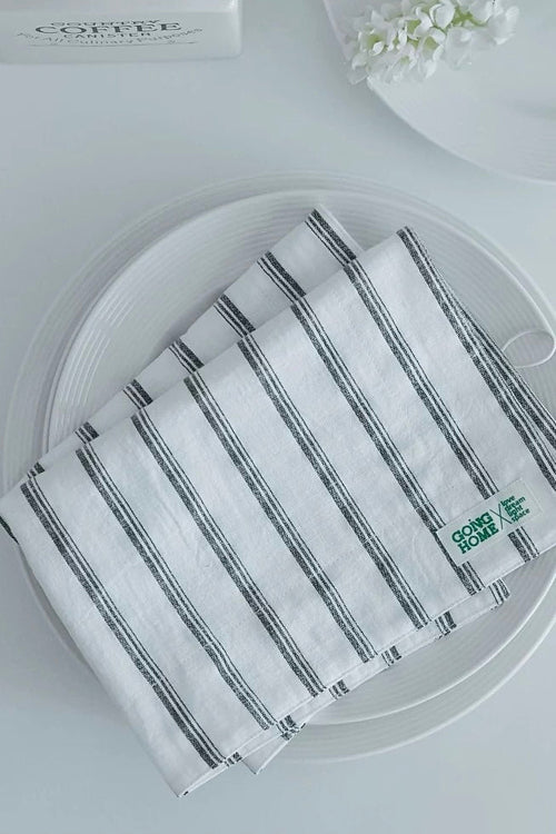 Retro Farmhouse French Linen Stripe Placemat for Elegant Table Setting