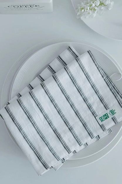 Retro Farmhouse French Linen Stripe Placemat for Elegant Table Setting