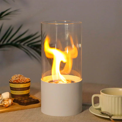 JHY DESIGN Portable Tabletop Firepit Cylindrical With Glass