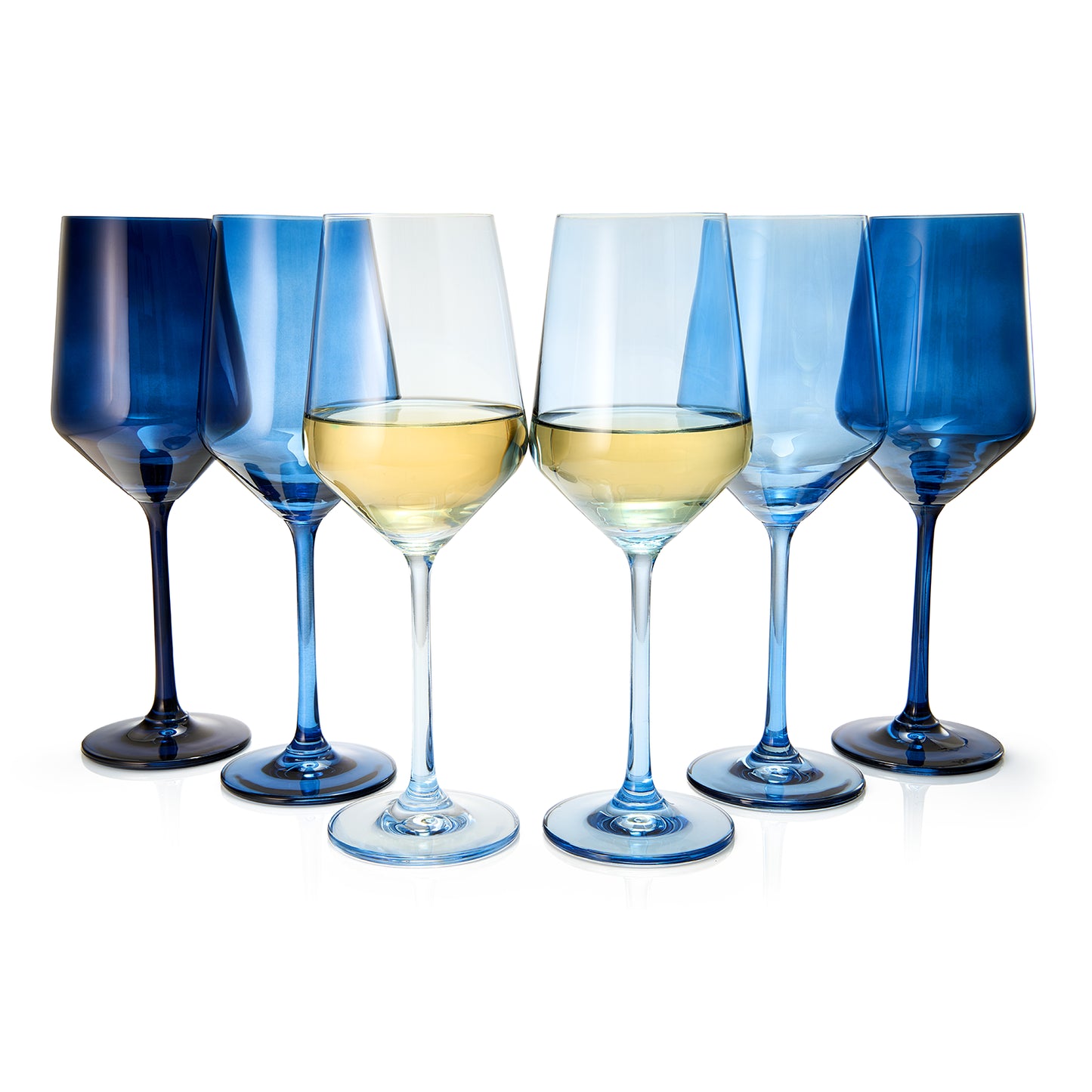 Blue Winter Christmas Wine Glasses | Set of 12 | Navy Colors